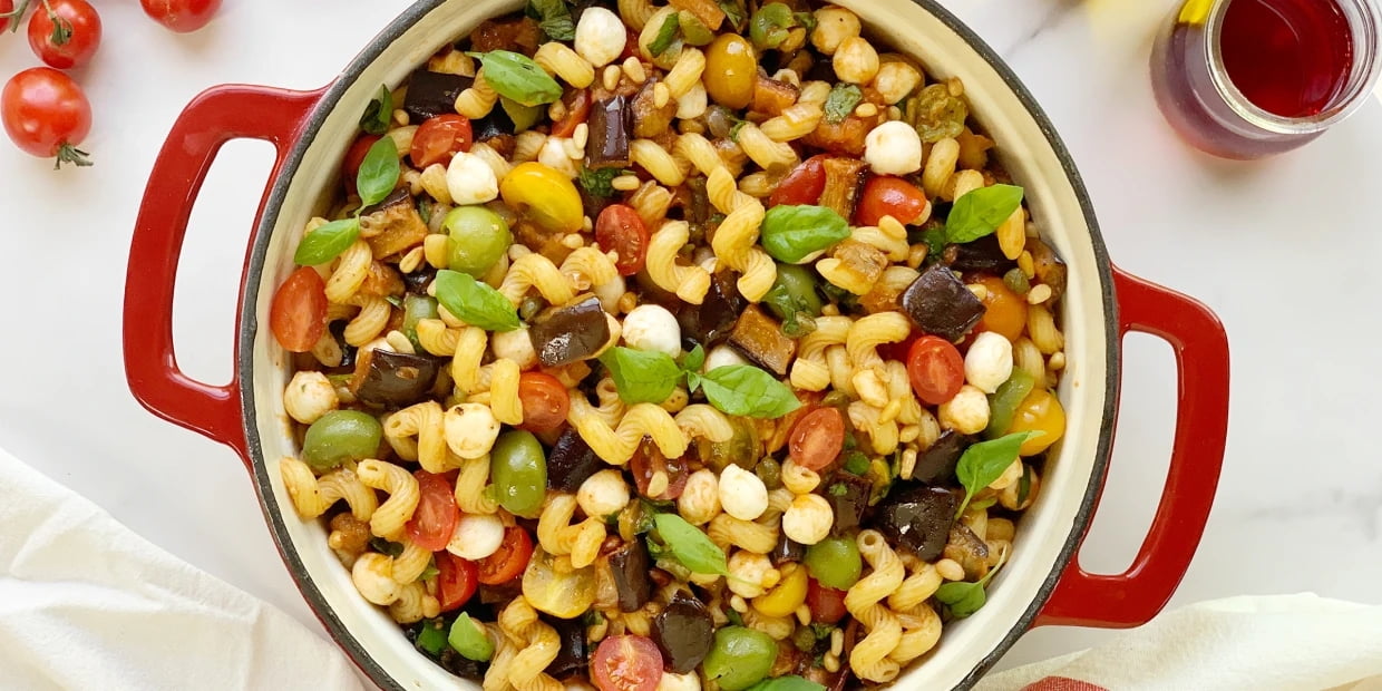 Eggplant caponata pasta salad Recipe