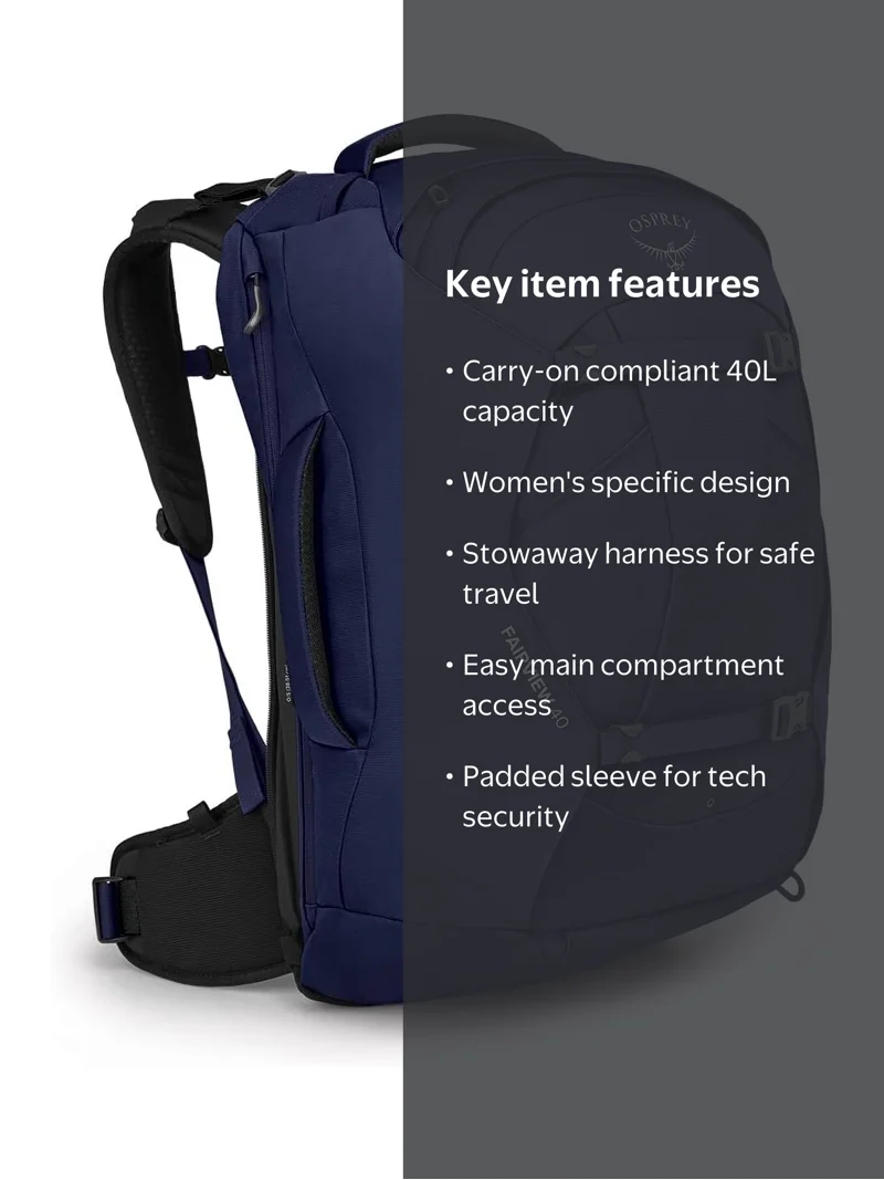 osprey backpack fairview 40L Women's Travel Backpack, Winter Night Blue : Clothing, Shoes & Jewelry This backpack is designed with a gender Osprey Fairview 40 Travel Pack