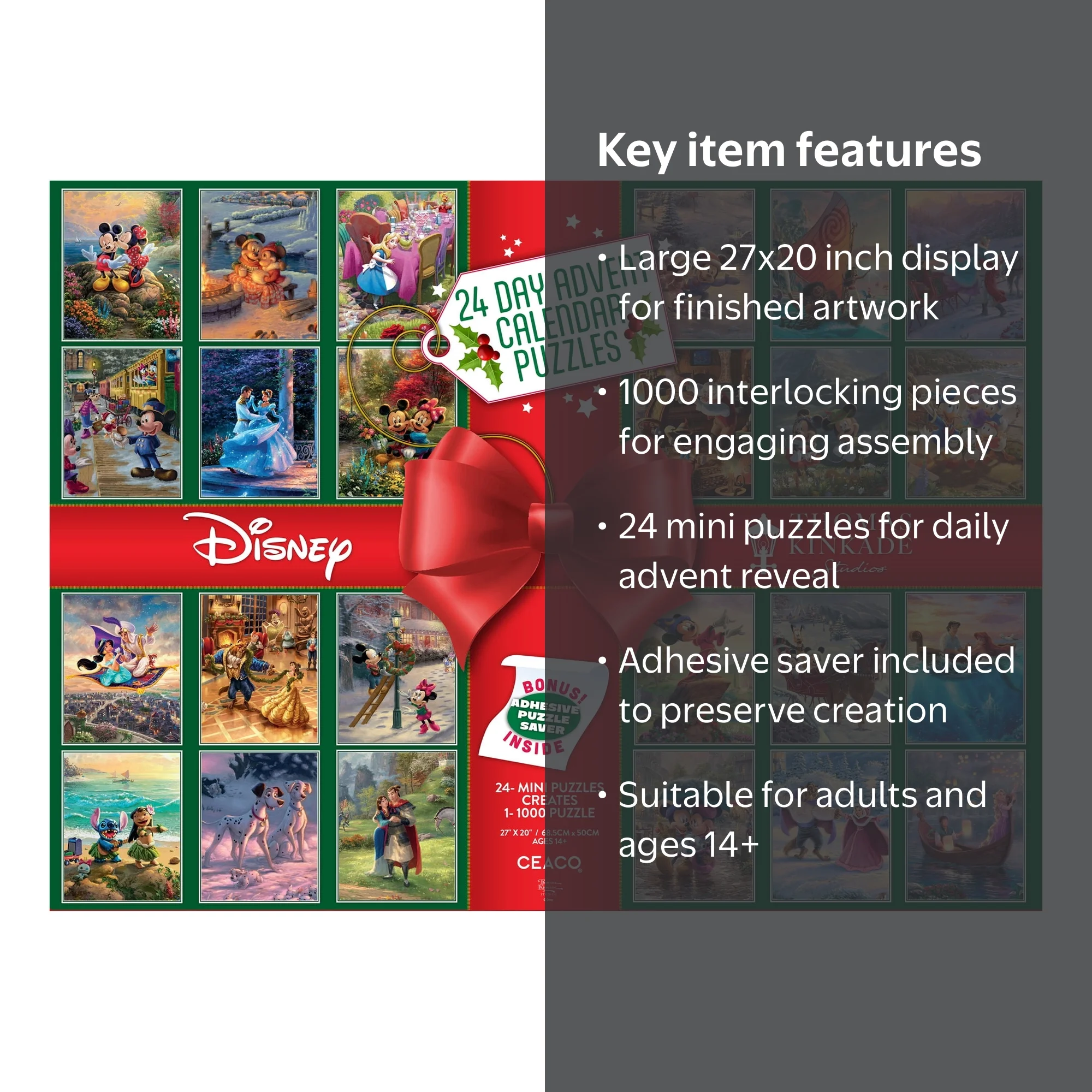 Ceaco Thomas Kinkade-Disney 1000-Piece 24-Day Advent Calendar