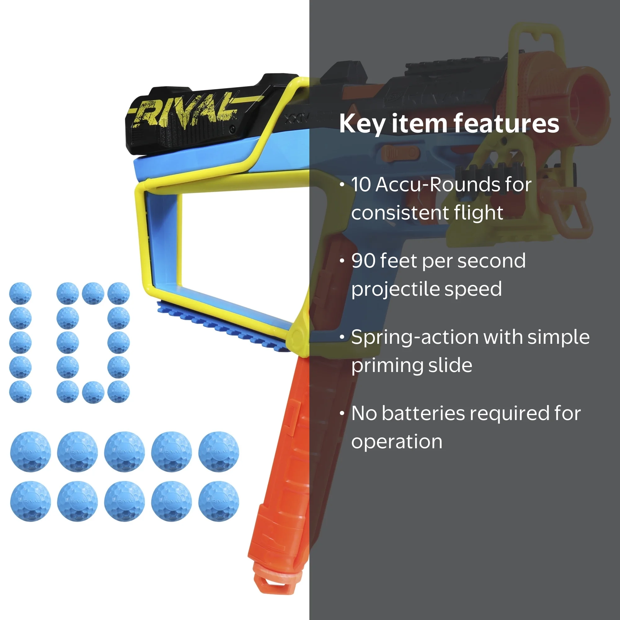 Nerf Rival Mirage XXIV-800 Blaster, 10 Nerf Rival Accu-Rounds, 8