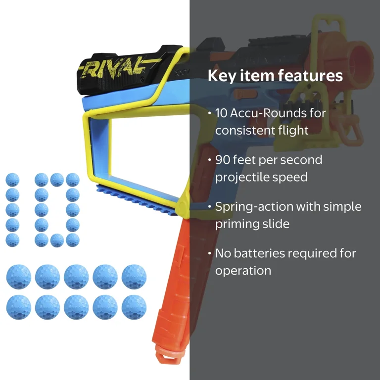 Nerf Rival Mirage XXIV-800 Blaster, 10 Nerf Rival Accu-Rounds, 8