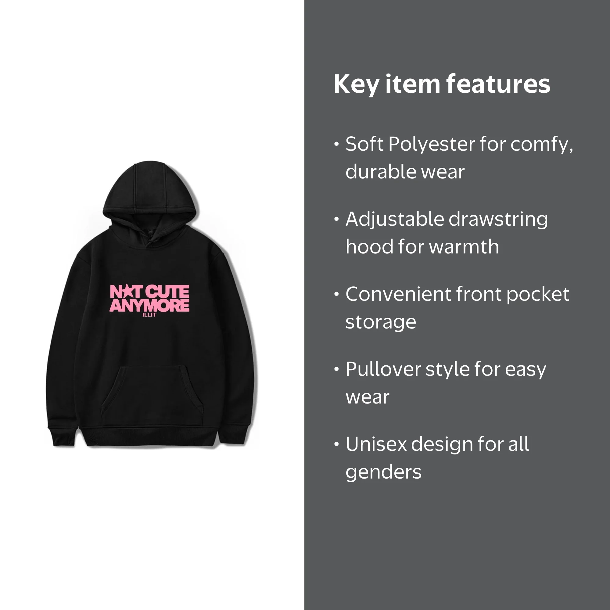 ILLIT merch Not cute anymore Hooded Drawstring Pocket Sweatshirt