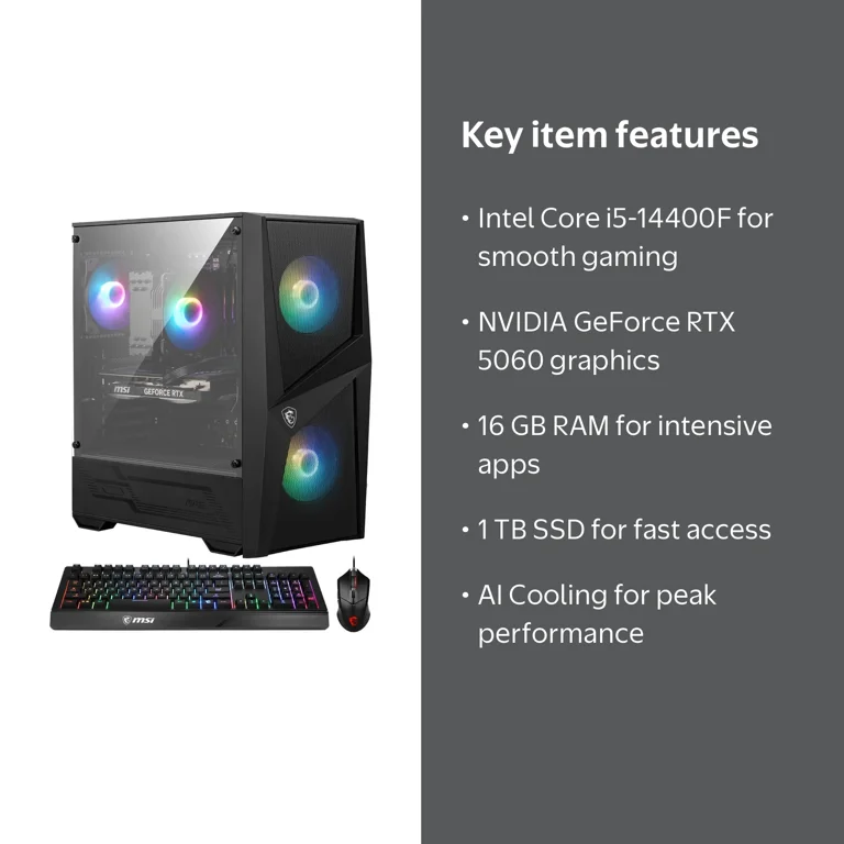 MSI Codex R2 14th Gaming Desktop, Intel Core i5 i5-14400F, 16GB