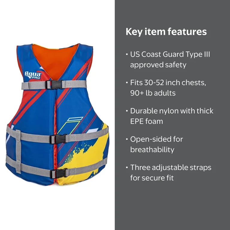 E.G. INFLATABLE JACKET type Ⅲ118 Oceans7 Adult Life Jacket Vest, US Coast Guard Approved, Type III