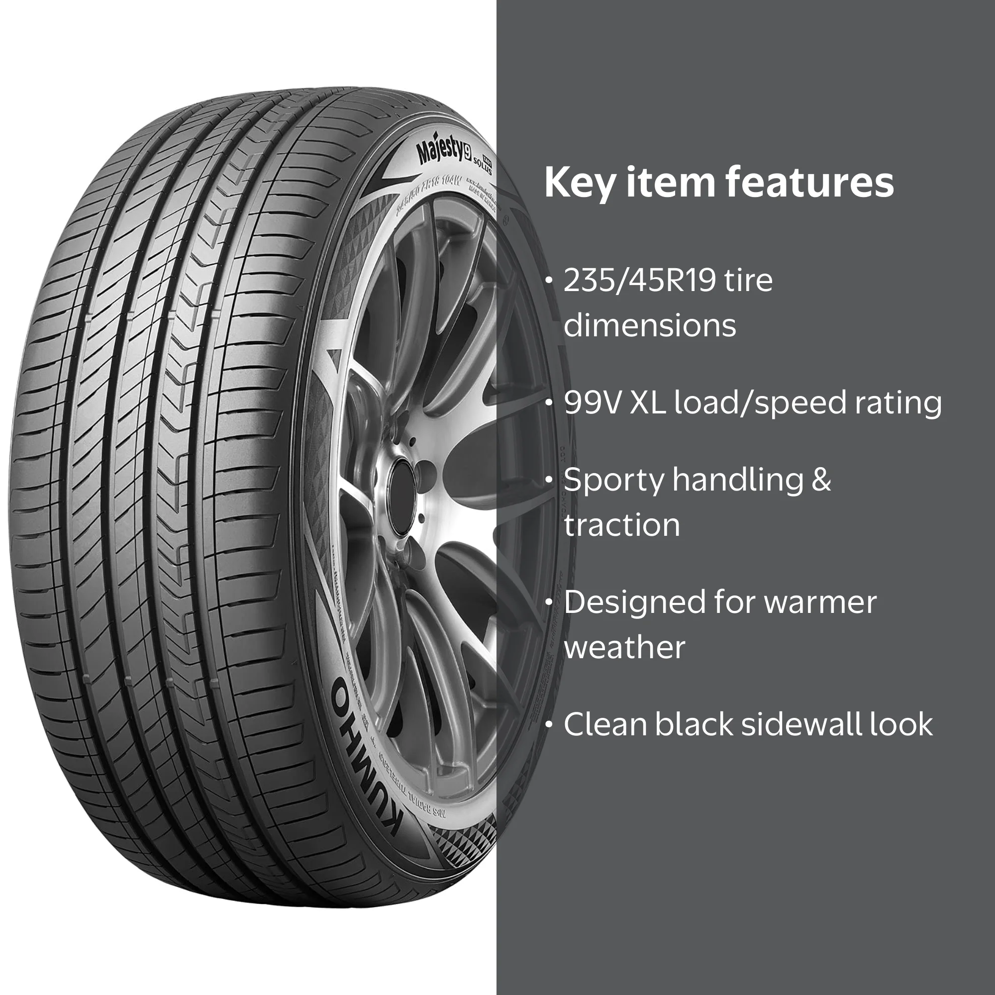 Kumho Majesty 9 Solus TA91 UHP 235/45R19 99V XL Passenger Tire