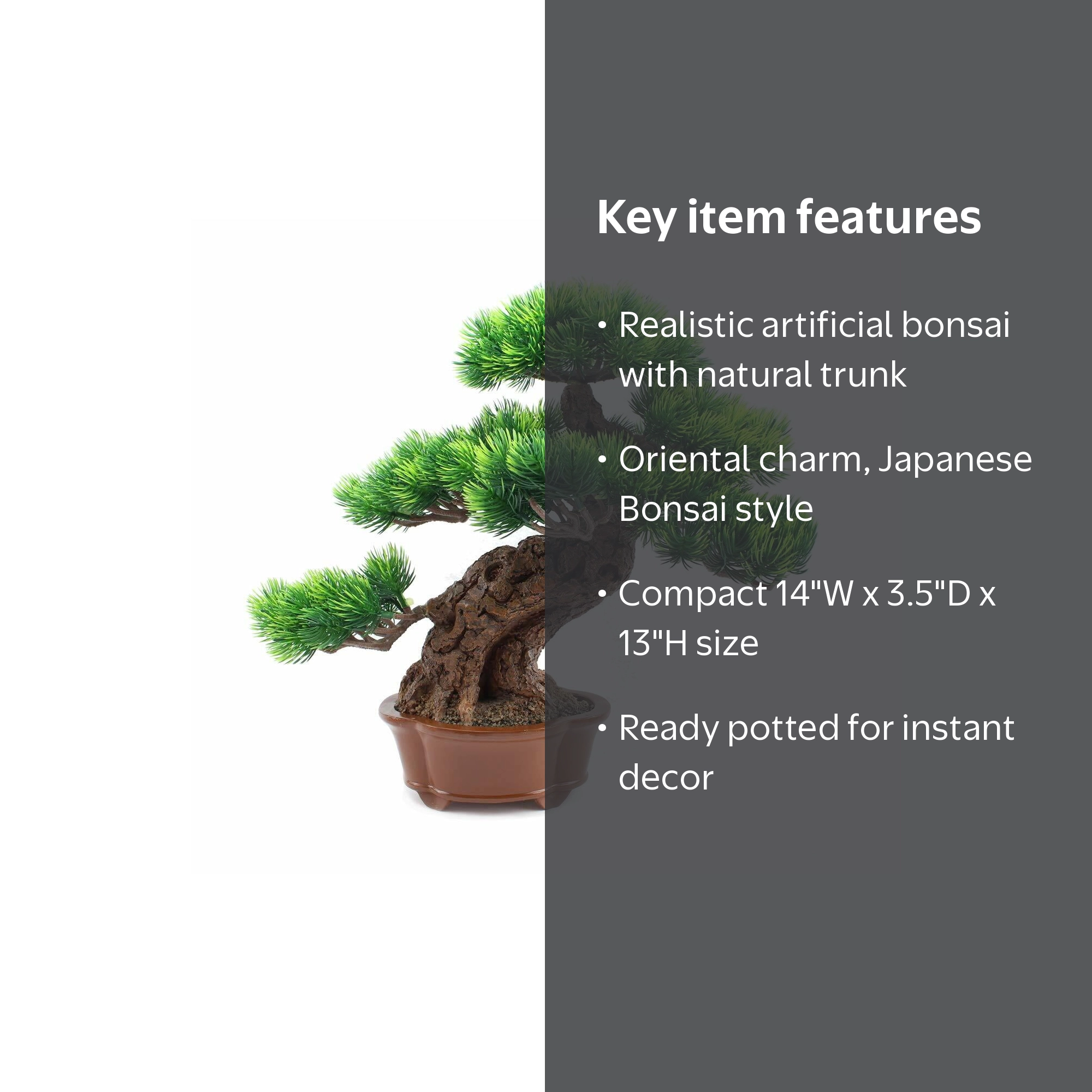LS02548 Japanese Bonsai Pine Tree Artificial Faux Potted Plants