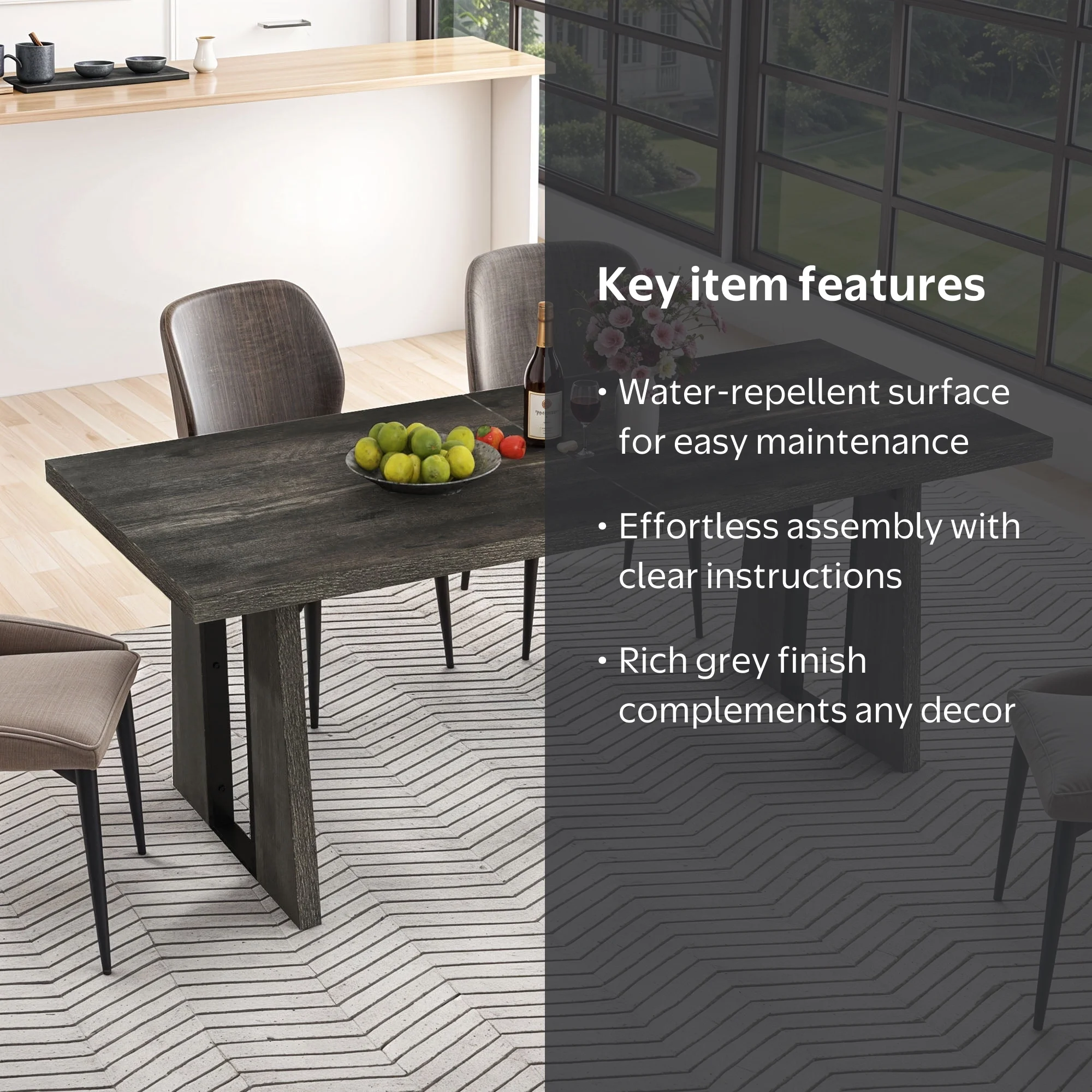 Uforic 70 Wood Dining Table - Farmhouse Style - Gray Finish