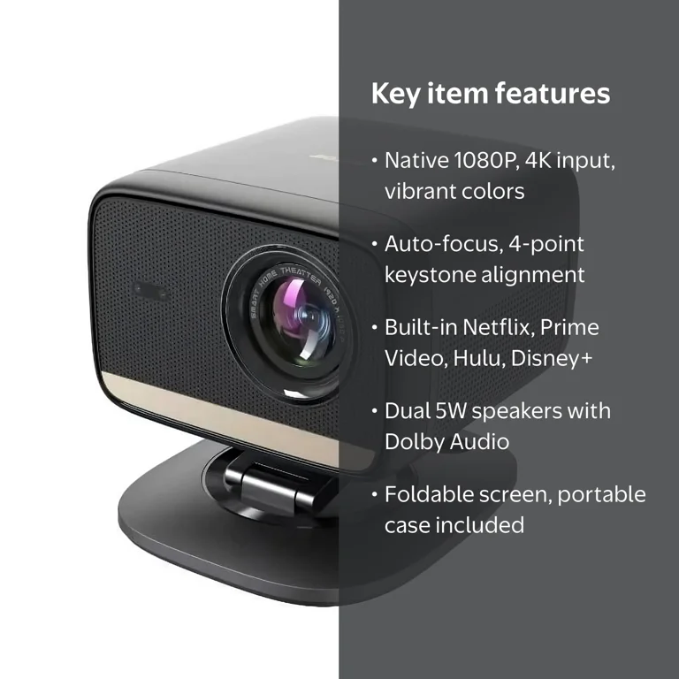Miroir L810S Pro 1080P Smart Projector, 4K Support, Auto-Focus