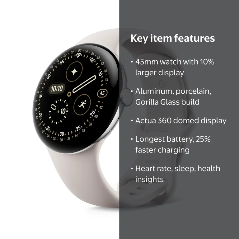 Google Pixel Watch 4 (45mm) - Android Smartwatch with Domed