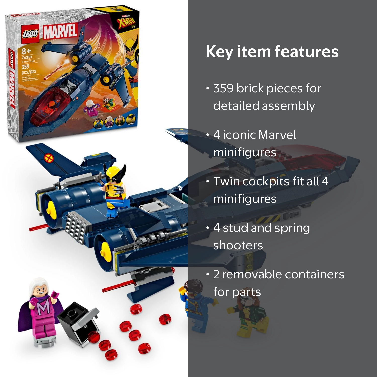 LEGO Marvel X-Men X-Jet Toy Plane Model Kit, Disney Plus Inspired