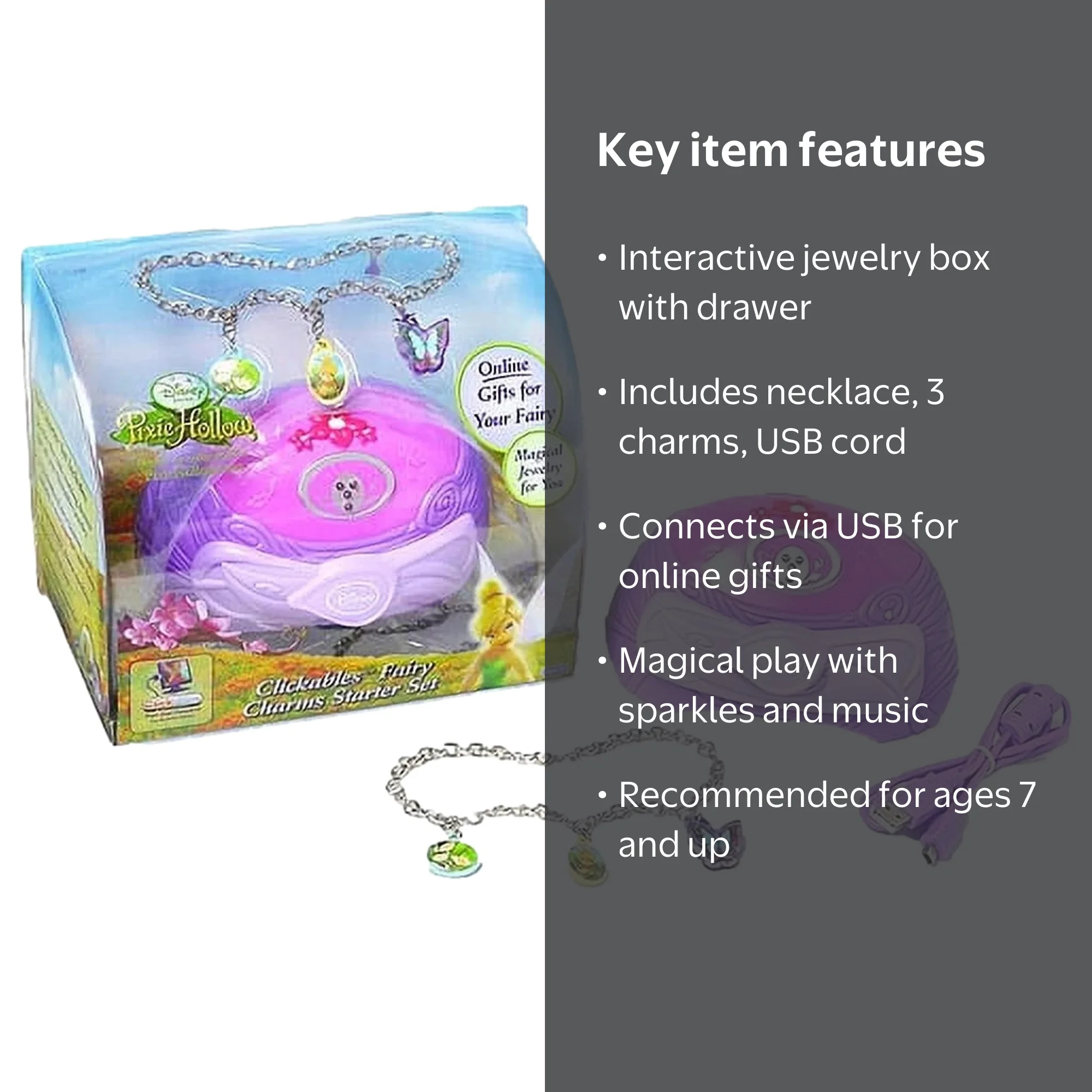 Disney Pixie Hollow Clickables Fairy Charms Starter Set Jewelry