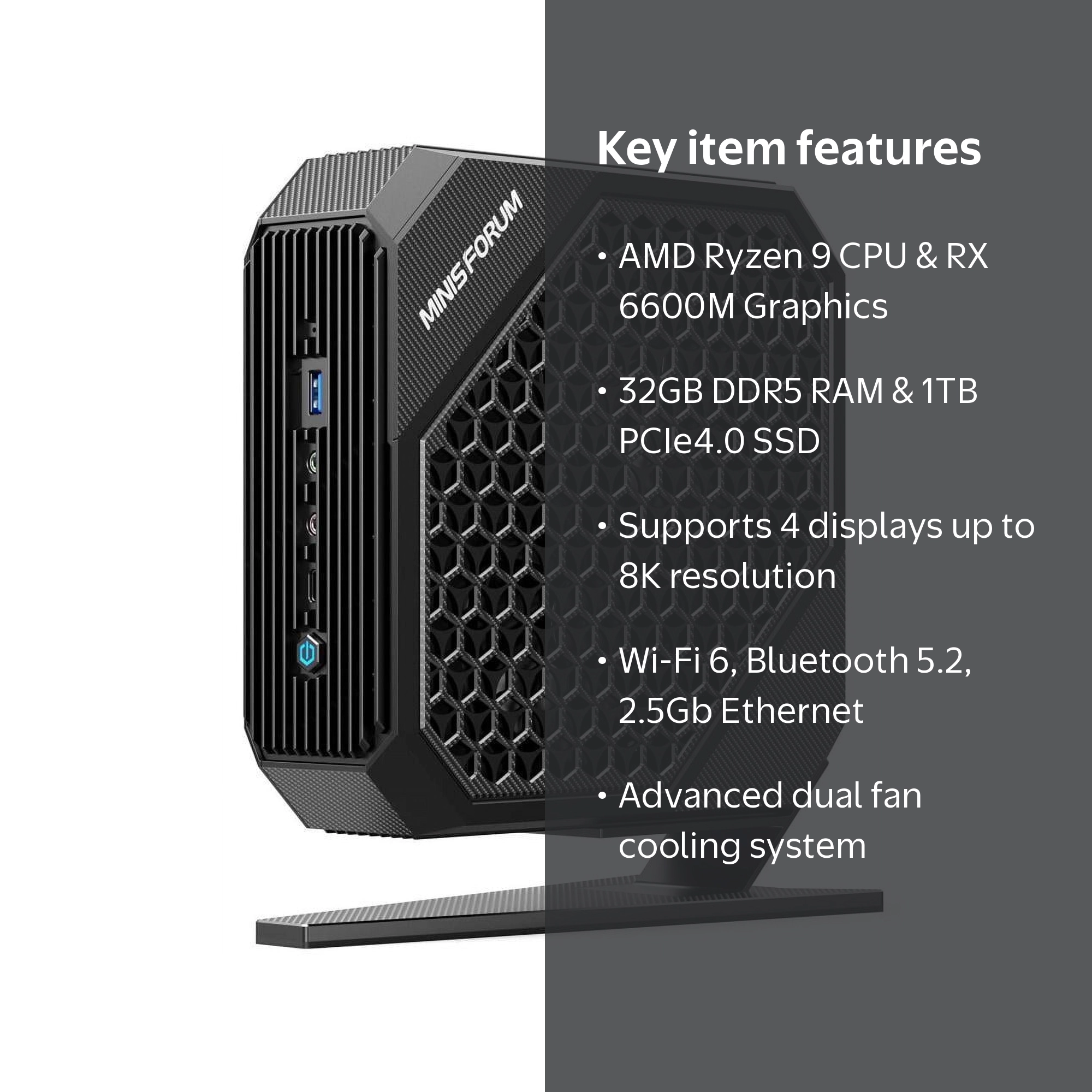 MINISFORUM HX99G Mini PC, AMD Ryzen 9, 32GB DDR5, 1TB SSD, Radeon