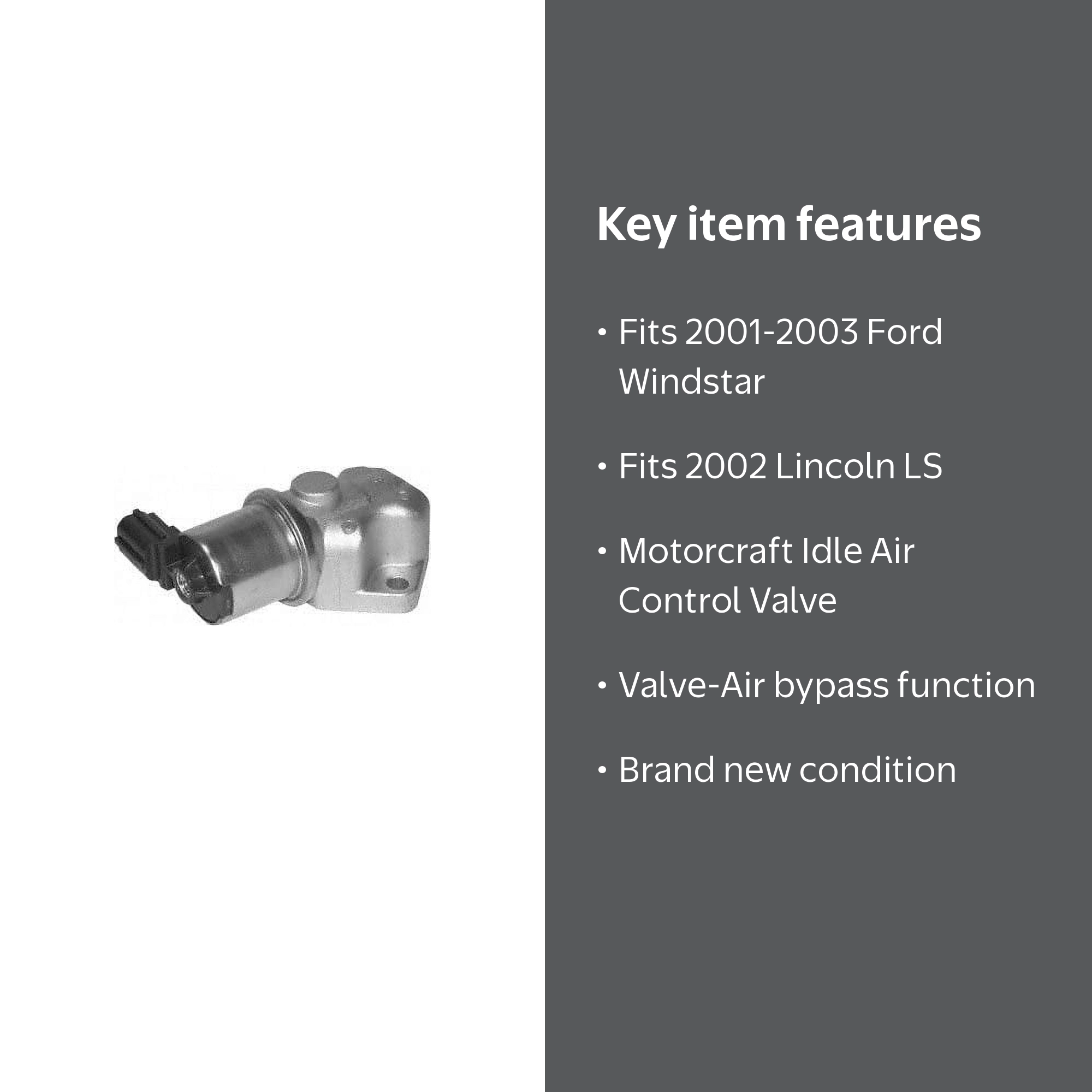 Motorcraft Idle Air Control Valve CX-1766 Fits select: 2001-2003