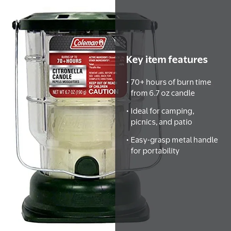 まColeman ランタン Coleman Citronella Candle Lantern, 70+ Hours, Green, Mosquito