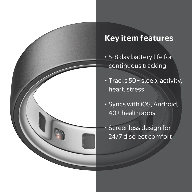 Oura Ring 4, Stealth, Size 9, Smart Wearable, Sleep, Fitness