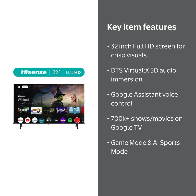 Hisense 32 inch Full HD Smart Google TV (32H40G) - FHD Resolution