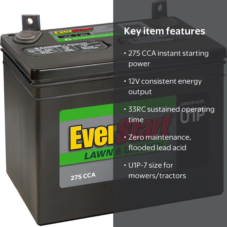EverStart Lawn and Garden Lead Acid Battery, Group Size U1P, 12V