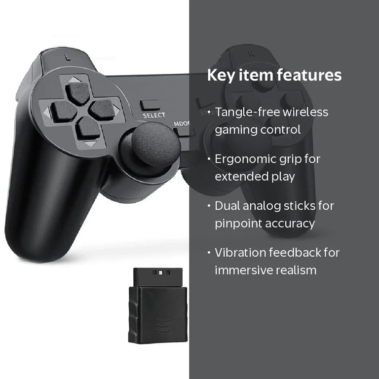 RetroFam PS2 Controller Wireless for Playstation 2 Game Console