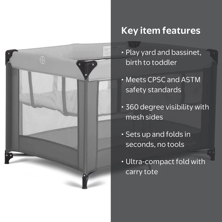 Dream On Me, Portable Play yard, Zazzy, Bassinet Gray Unisex