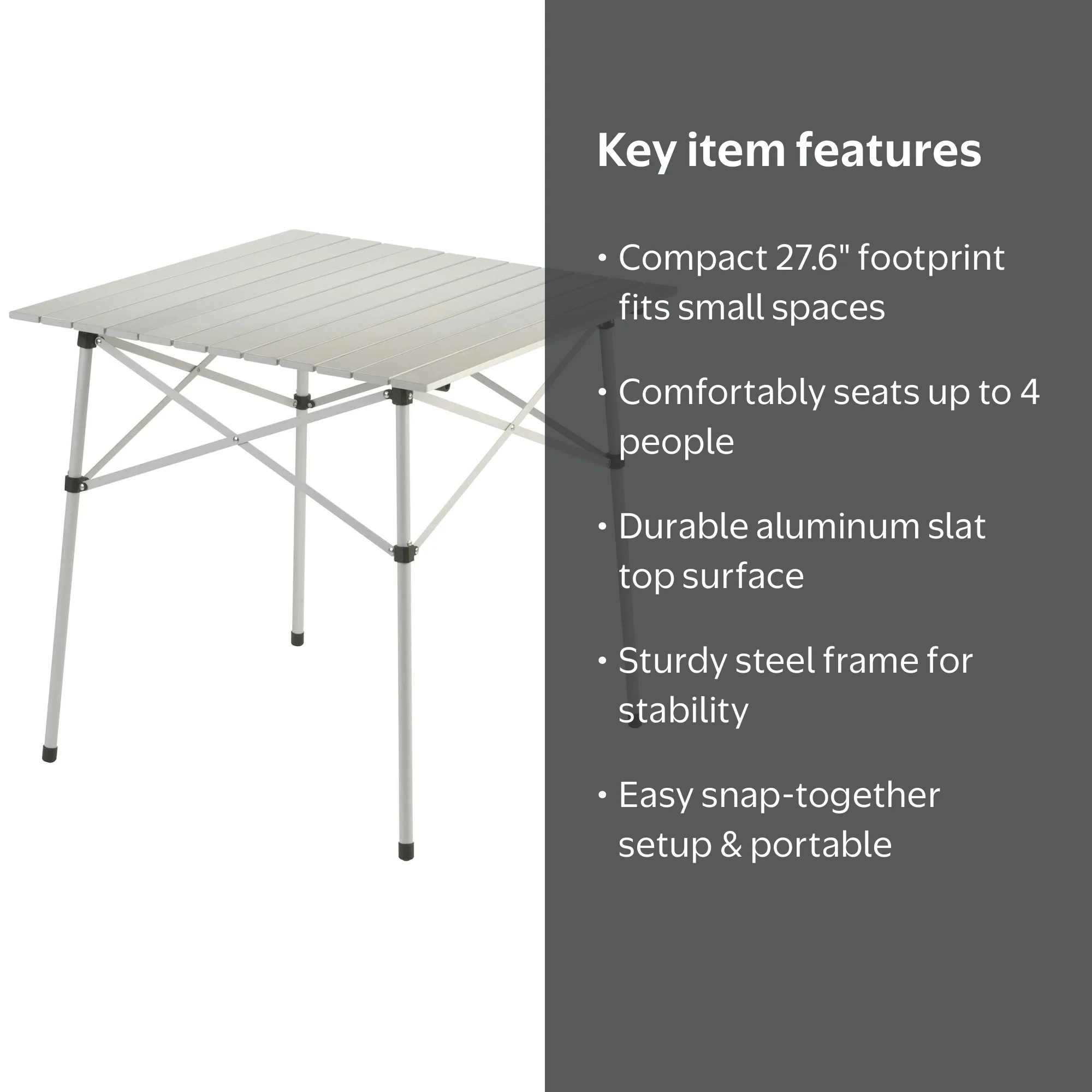 Coleman, Camping Table, Compact Roll-Top Aluminum, Seats 4