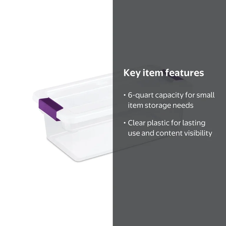 Sterilite, Storage Tote Container, 6 Quart ClearView Latch Box