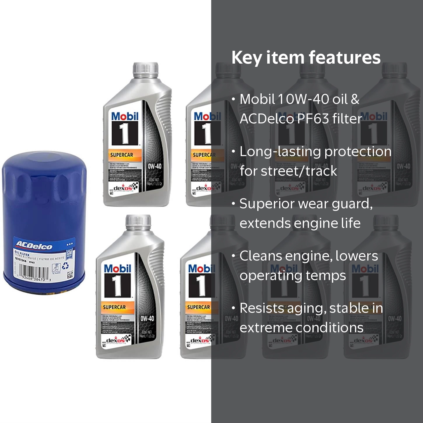 Speedway Motors, Mobil 1 0W-40 Dexos R Full Synthetic Motor Oil, 8