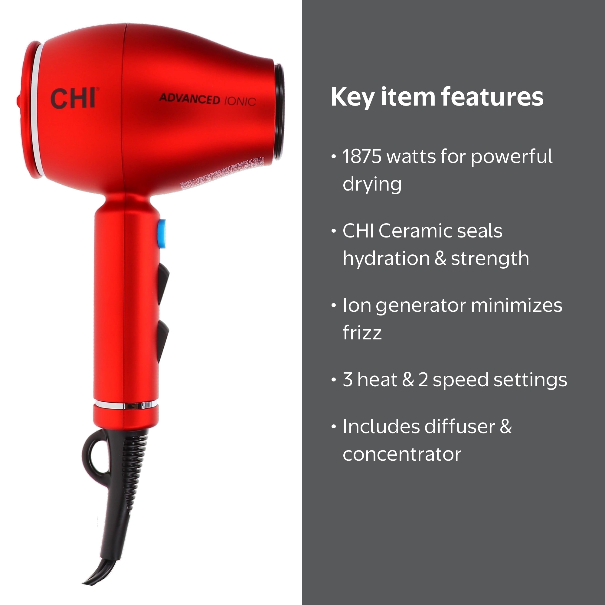CHI, 1875 Series Advanced Ionic Compact Hair Dryer, 1875W