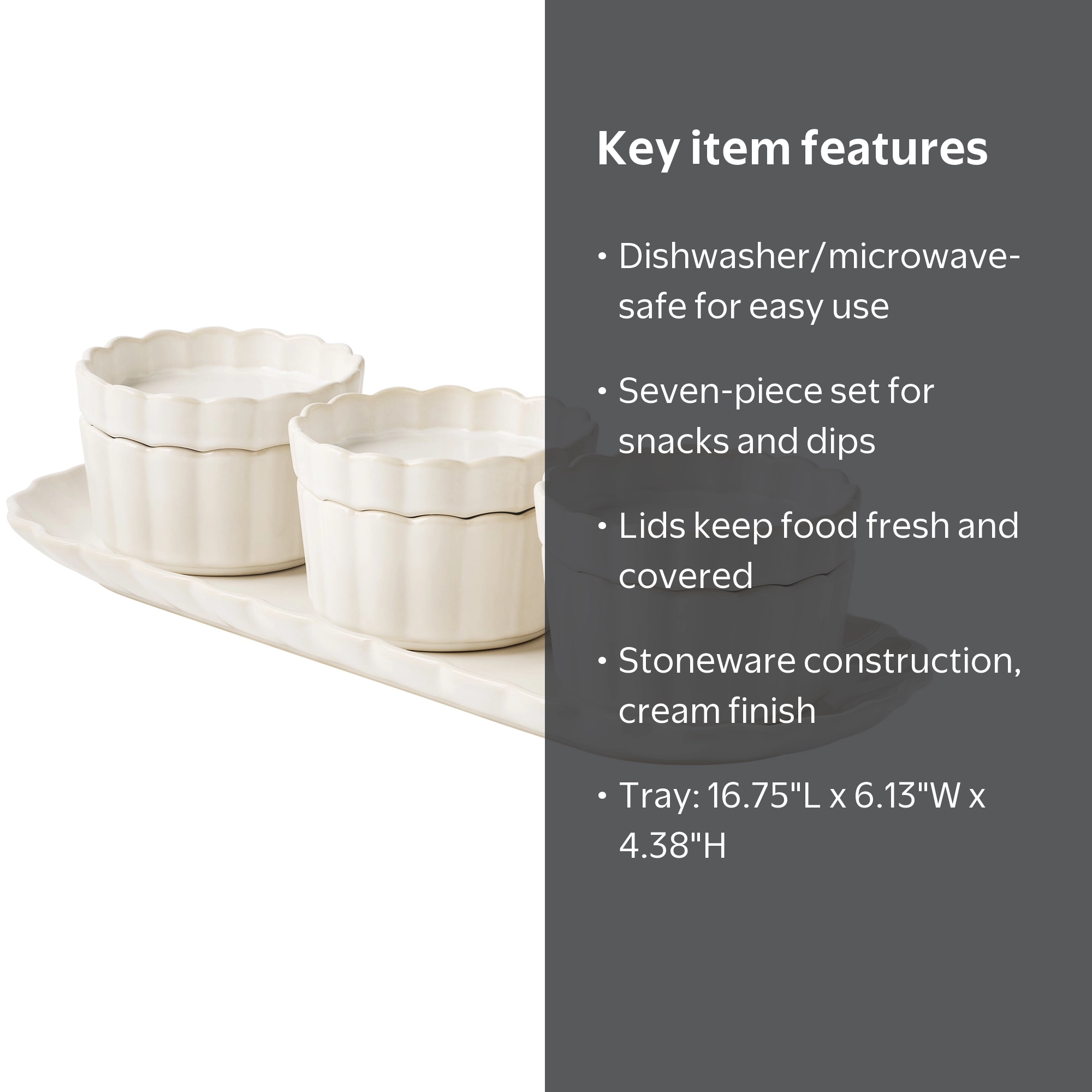 The Pioneer Woman Colette Cream 7-Piece Serving Tray Set with 3