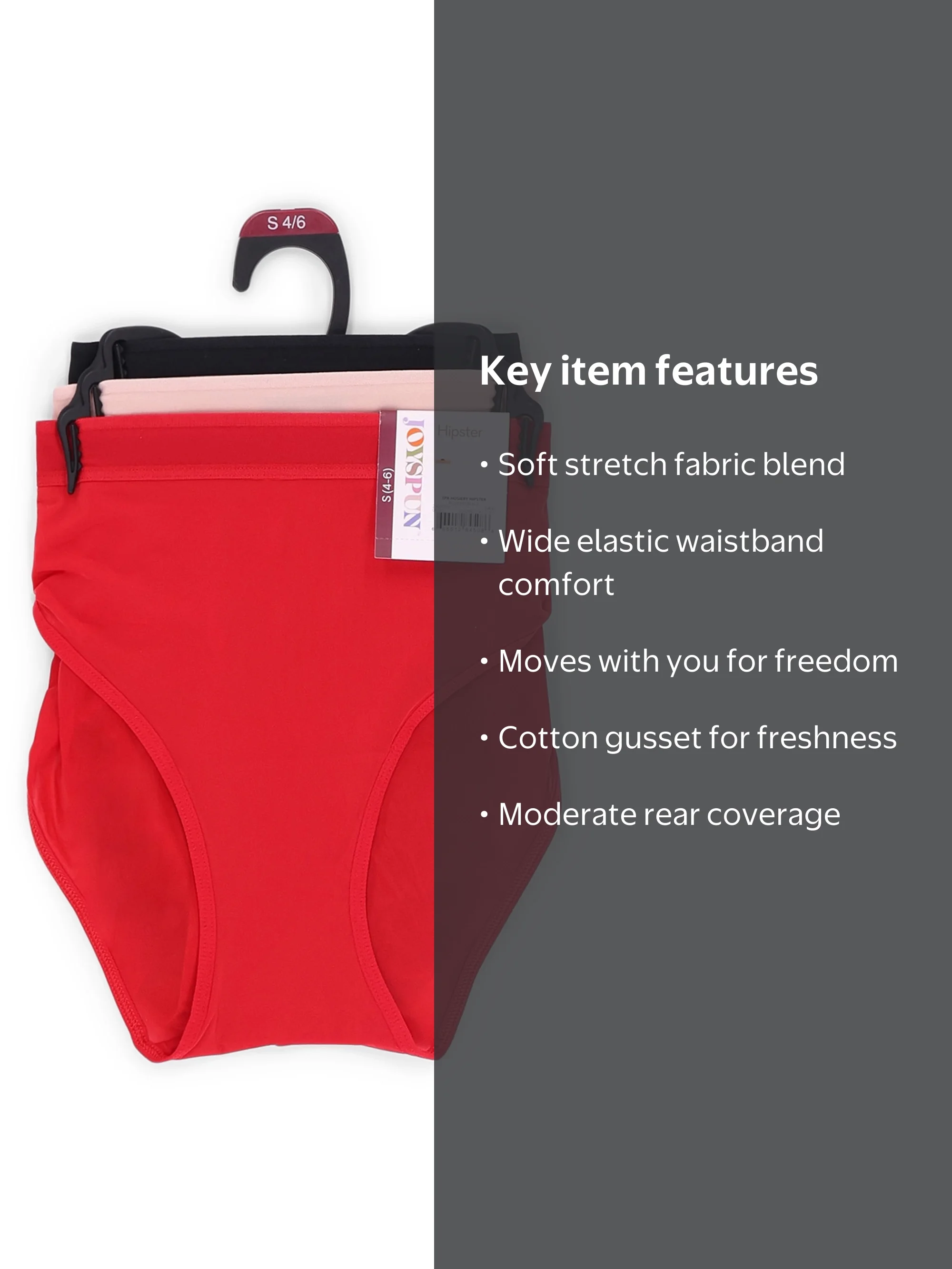 Joyspun 3-Pack Micro Hipster Panties, Style JS800, Sizes XS to 3XL