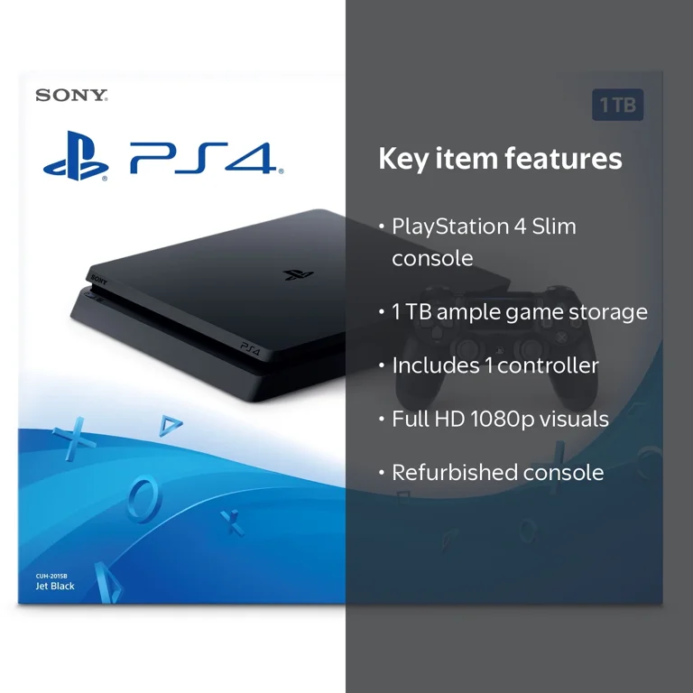 Sony PlayStation 4 Slim 1TB Console with Powerful Graphics, Blu