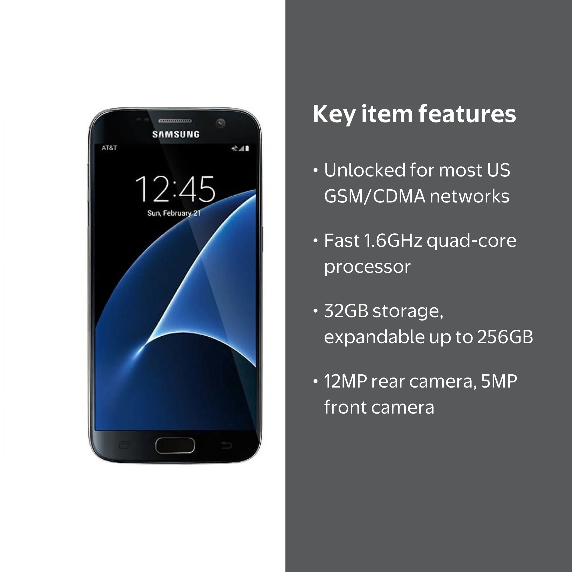 Samsung Galaxy S7 Unlocked 32GB GSM and CDMA Smartphone, Black