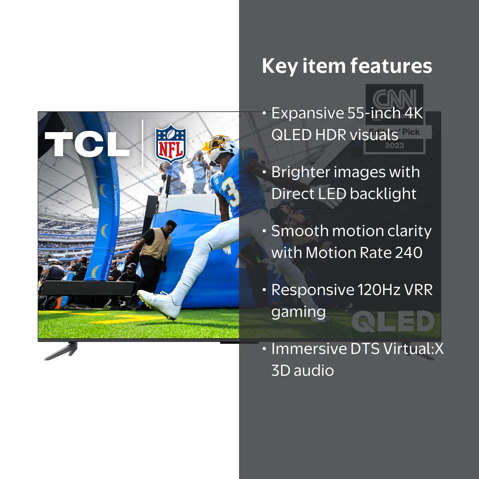 TCL, 55‚Äù Class QLED 4K HDR Smart TV with Google TV, 55Q650G