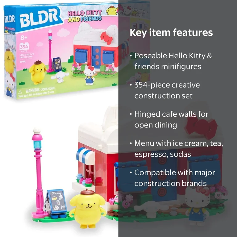 Jazwares Hello Kitty & Friends Dream Cafe Building Set, 354 pcs
