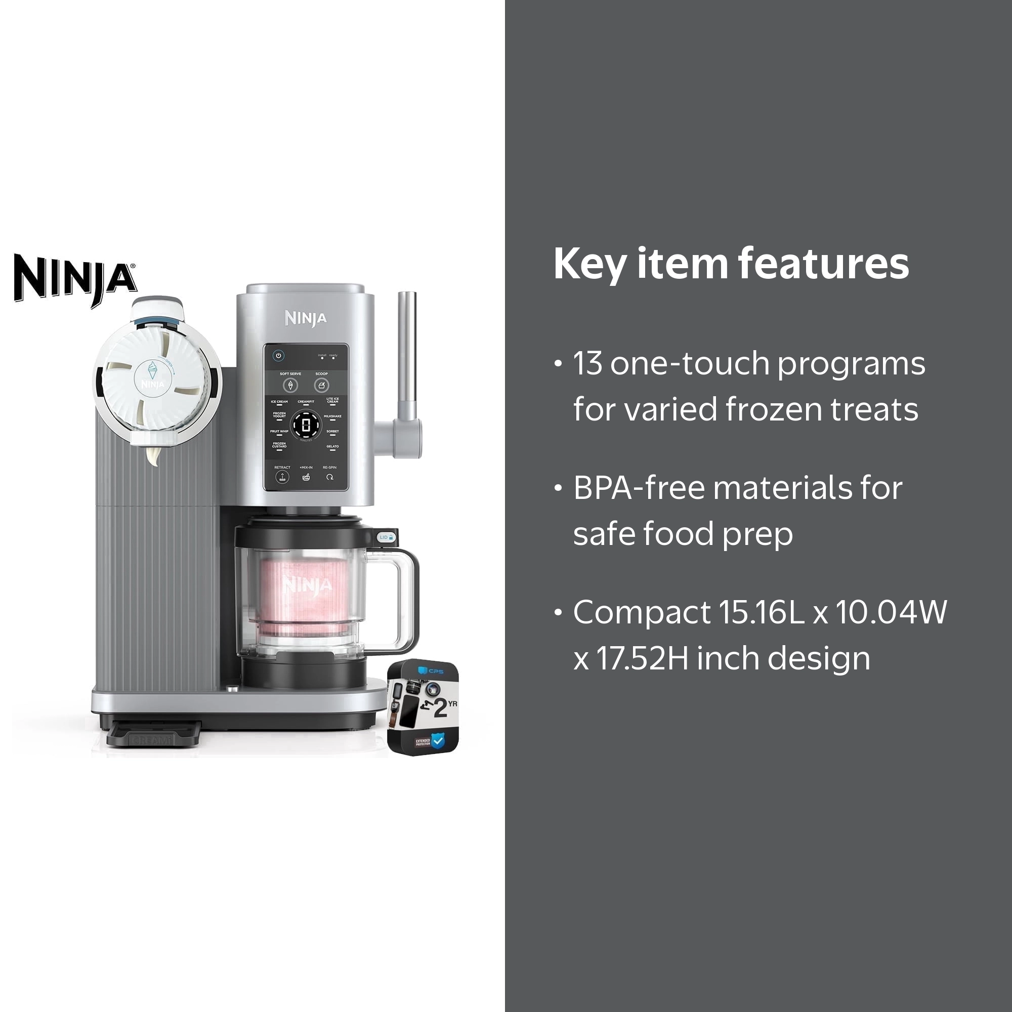 Ninja, Soft Serve Ice Cream Machine, NC701, 13-in-1 Swirl Bundle