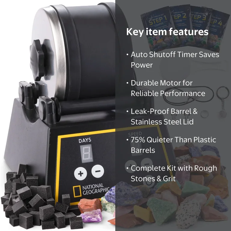 JMW Sales, Inc, Rock Tumbler Kit, Noise-Reduced Barrel, Jewelry