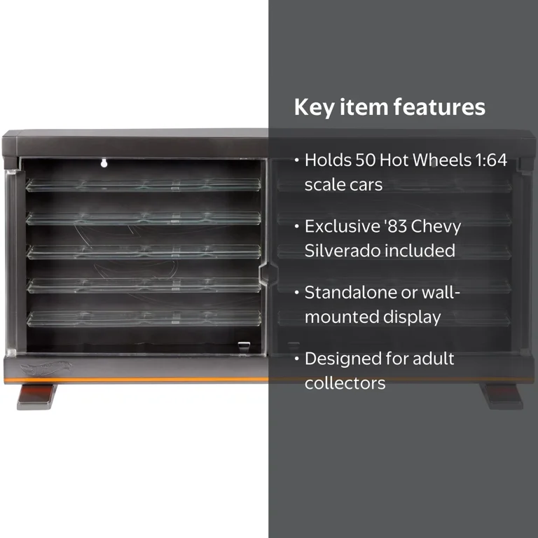Hot Wheels Premium Collector, 50 Vehicles Display Case, Includes