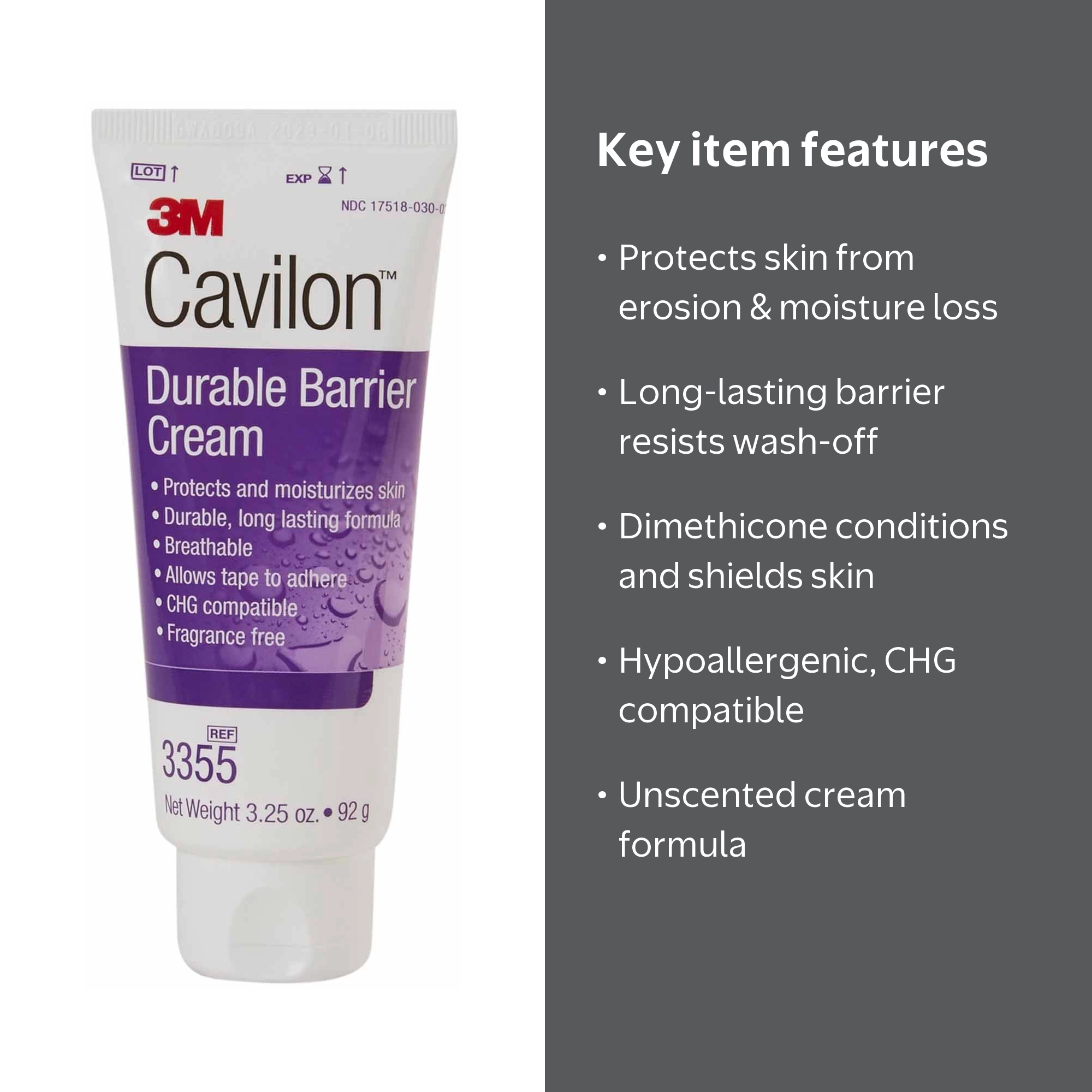 3M Cavilon Unscented Skin Protectant Cream 3.25 oz. Tube 3355 1 Ct