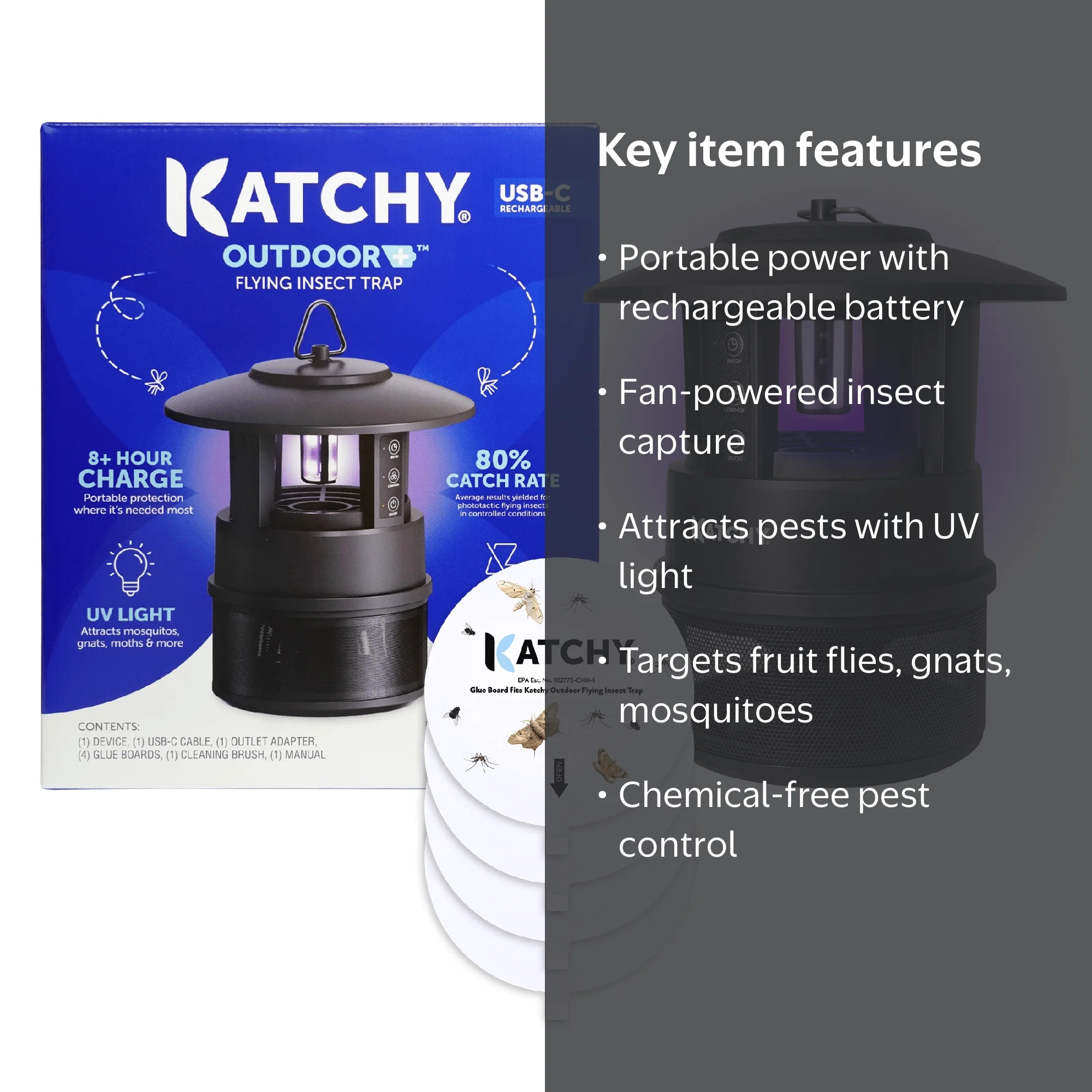 Katchy Outdoor + with Rechargable Battery Insect Trap - Fan