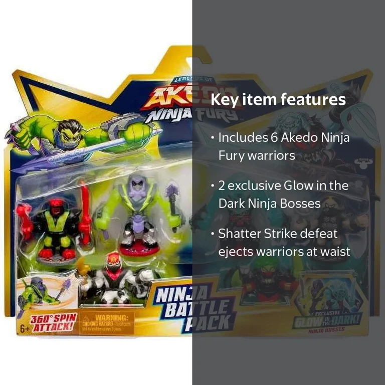 Moose Toys Legends of Akedo Ninja Fury Action Figures, 6pk, Glow