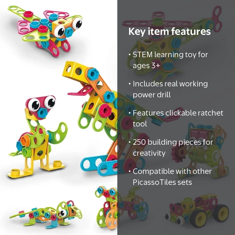 PicassoTiles 250 PC Educational Construction Set for Toddlers