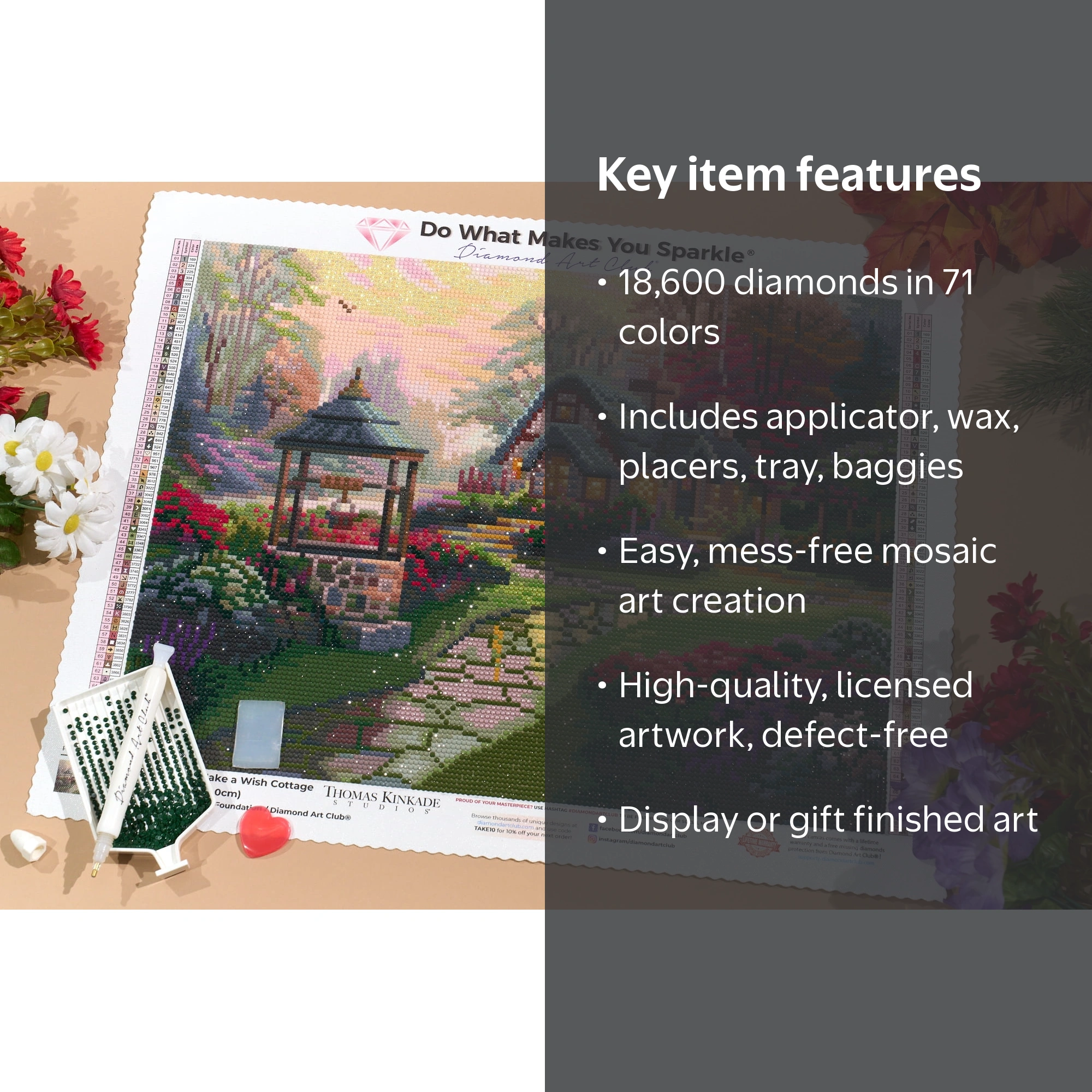 DIAMOND ART CLUB® Make a Wish Cottage Diamond Painting Kit, Round