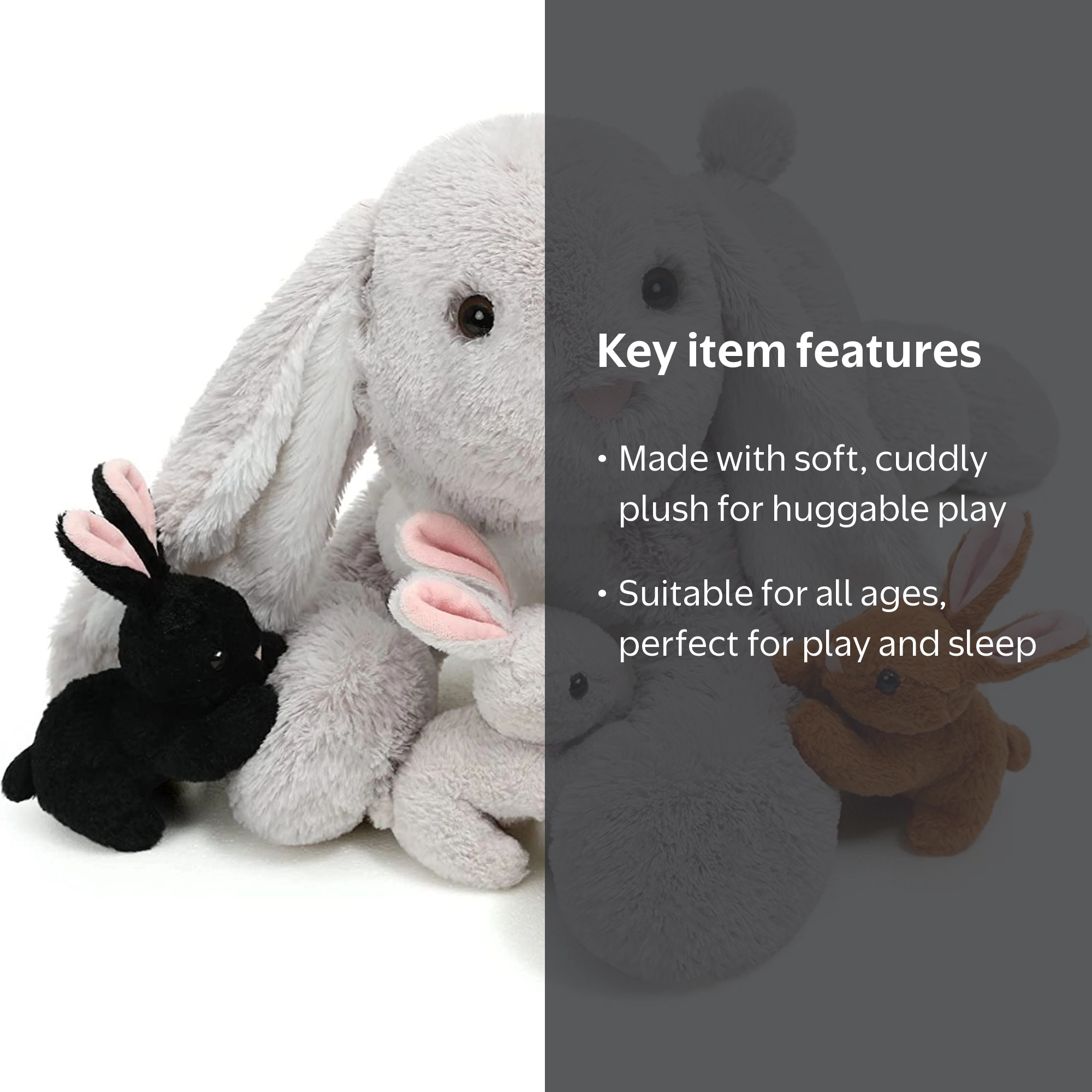 Morismos, Plush Bunny Stuffed Animal, Gray, 24