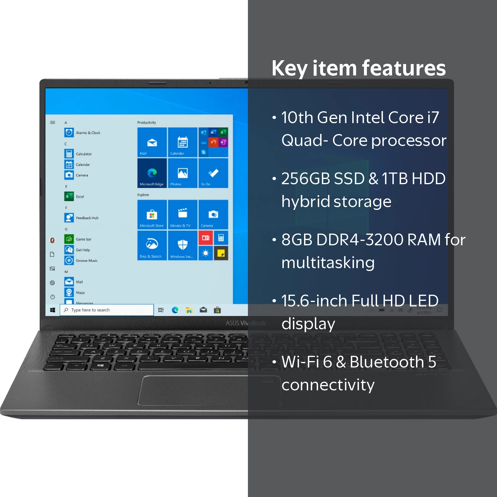 ASUS Vivobook FHD Computer, 15.6 Full HD, Intel i7-1065G7, 8GB RAM