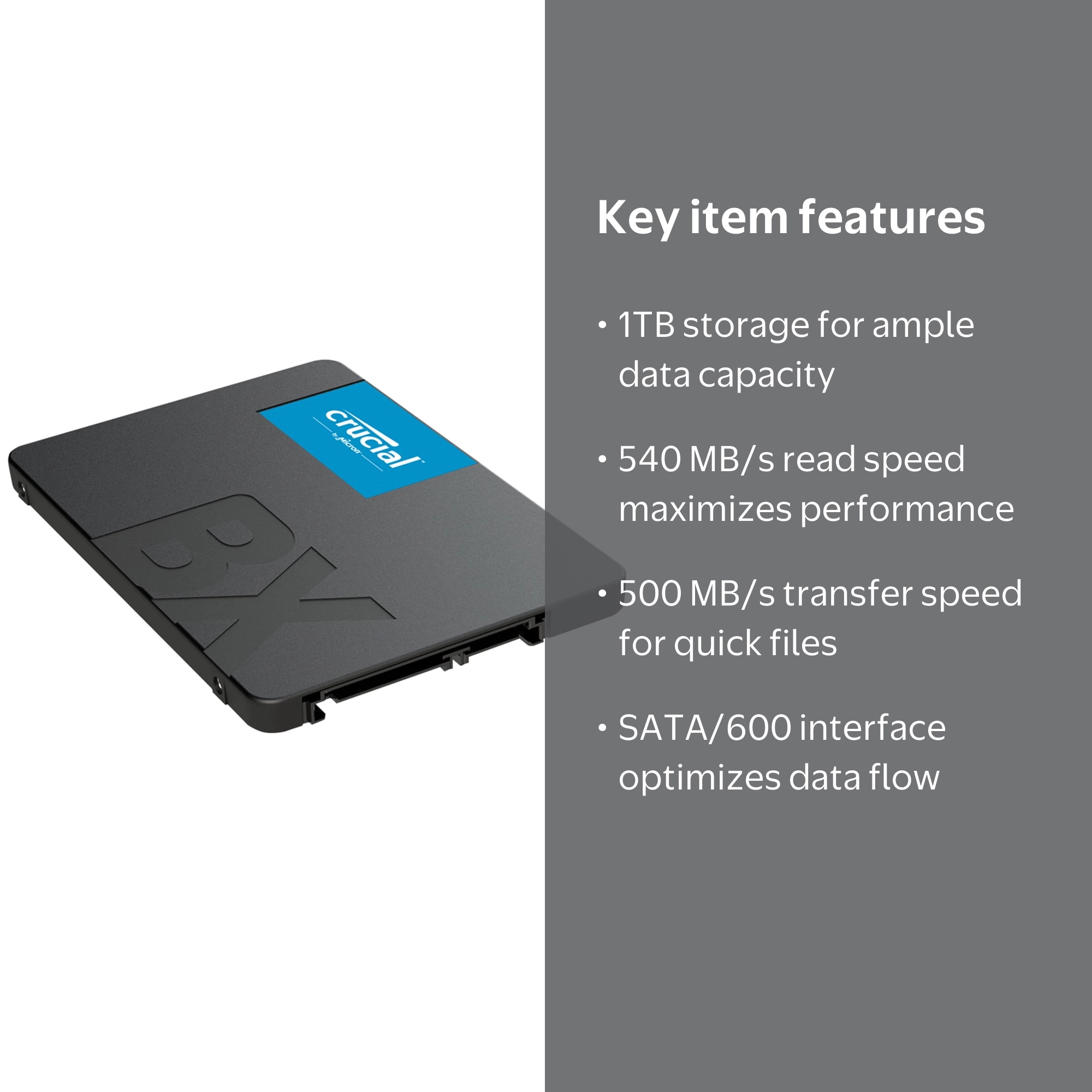 内蔵型SSD Crucial SATA SSD BX500 1TB Crucial BX500 1TB SSD 3D NAND SATA III 6Gb/s 2.5