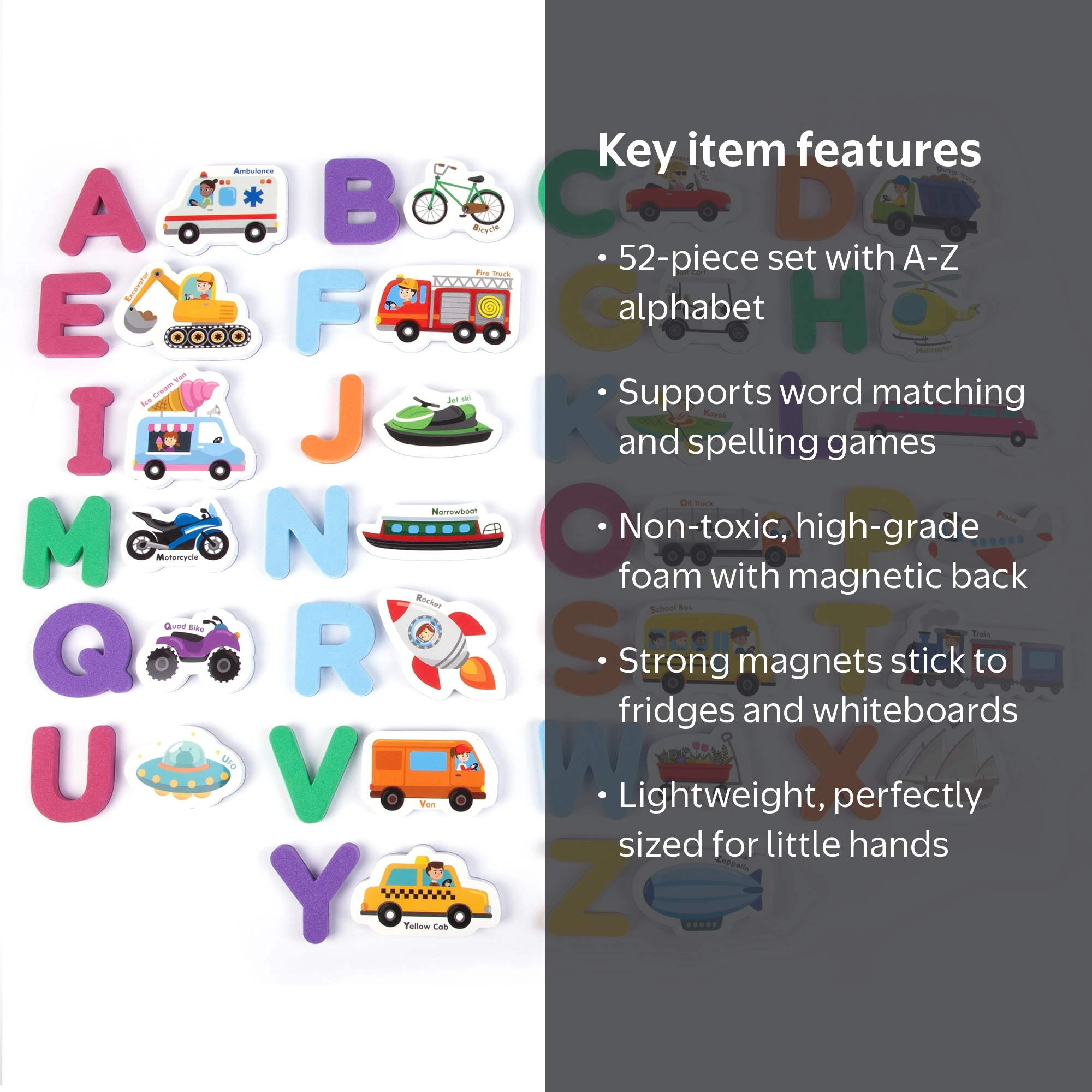 Crayola, ABC Matching Magnet Set Vehicle-To-Go, 52pc, Multicolor