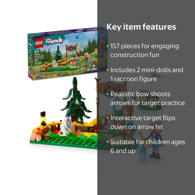 LEGO, Friends Adventure Camp Archery Range Toy, 42622, 157 pcs