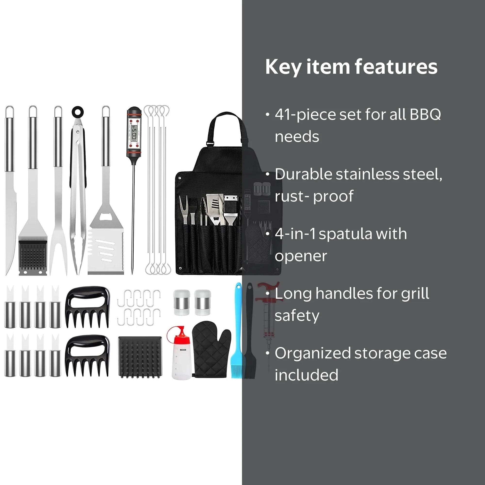 Cshidworld 41Pcs BBQ Tool Set, Stainless Steel Grill Accessories