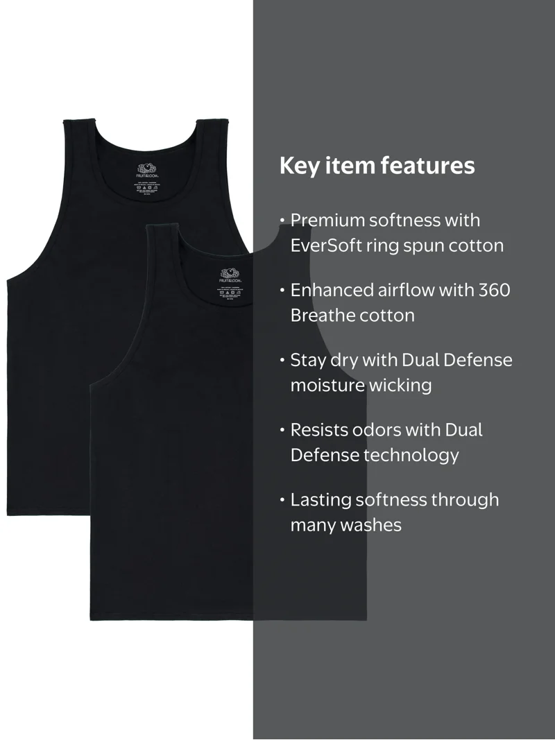 Fruit of the Loom Men's EverSoft Tank Tops, 2 Pack - Walmart.com