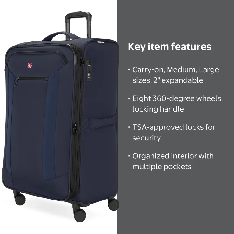 SWISSGEAR Stride Expandable Large Checked Spinner Luggage, Peacoat