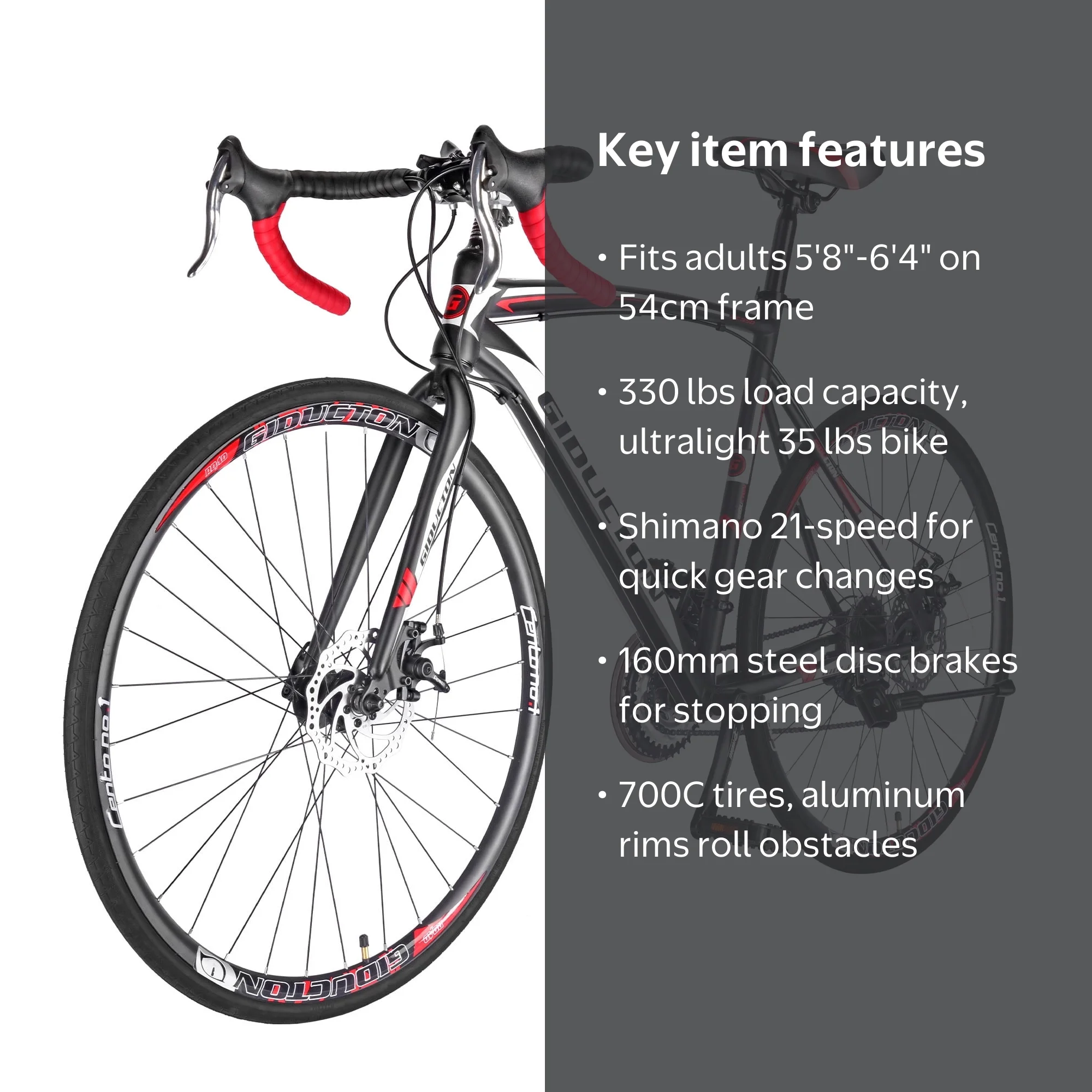 Eurobike, Road Bike, 54Cm, 700C Wheel Road Bicycle for Adult Men